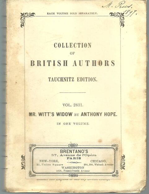 Mr WITT'S WIDOW by M Anthony HOPE,  vol 2831 18 Montauban (82)