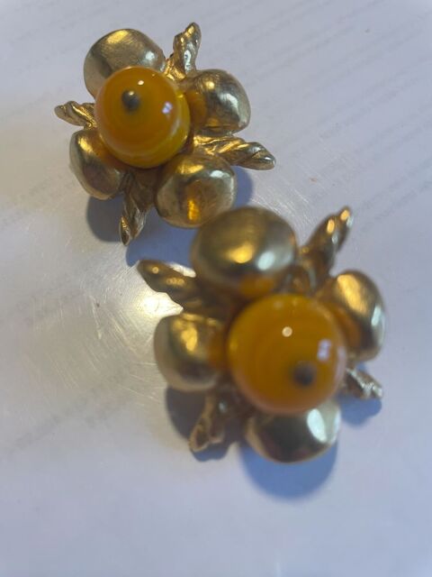 BO Clip dorée galets croissillons + perle orange ANTIGONA 48 Vigneux-sur-Seine (91)