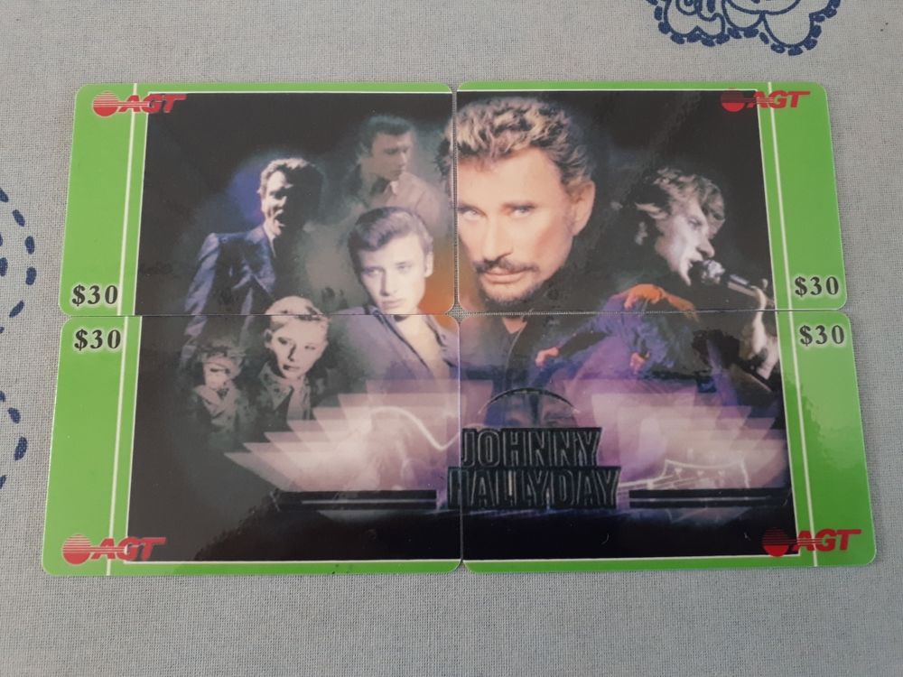 3 puzzles de t&eacute;l&eacute;cartes Johnny Hallyday RARES NEUFS - 30 € 