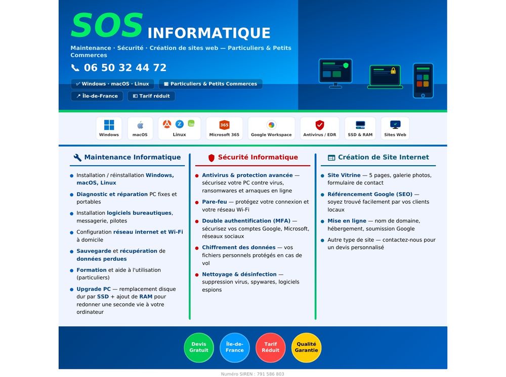   SOS Informatique ? Dépannage PC, Sécurité 