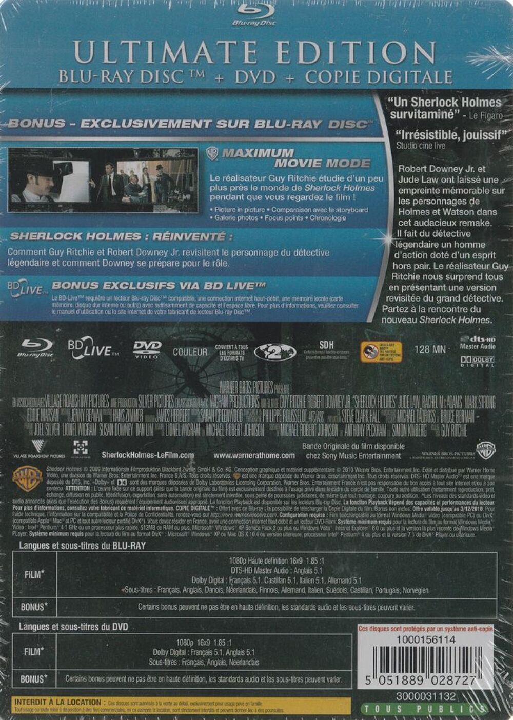 Sherlock Holmes DVD et blu-ray
