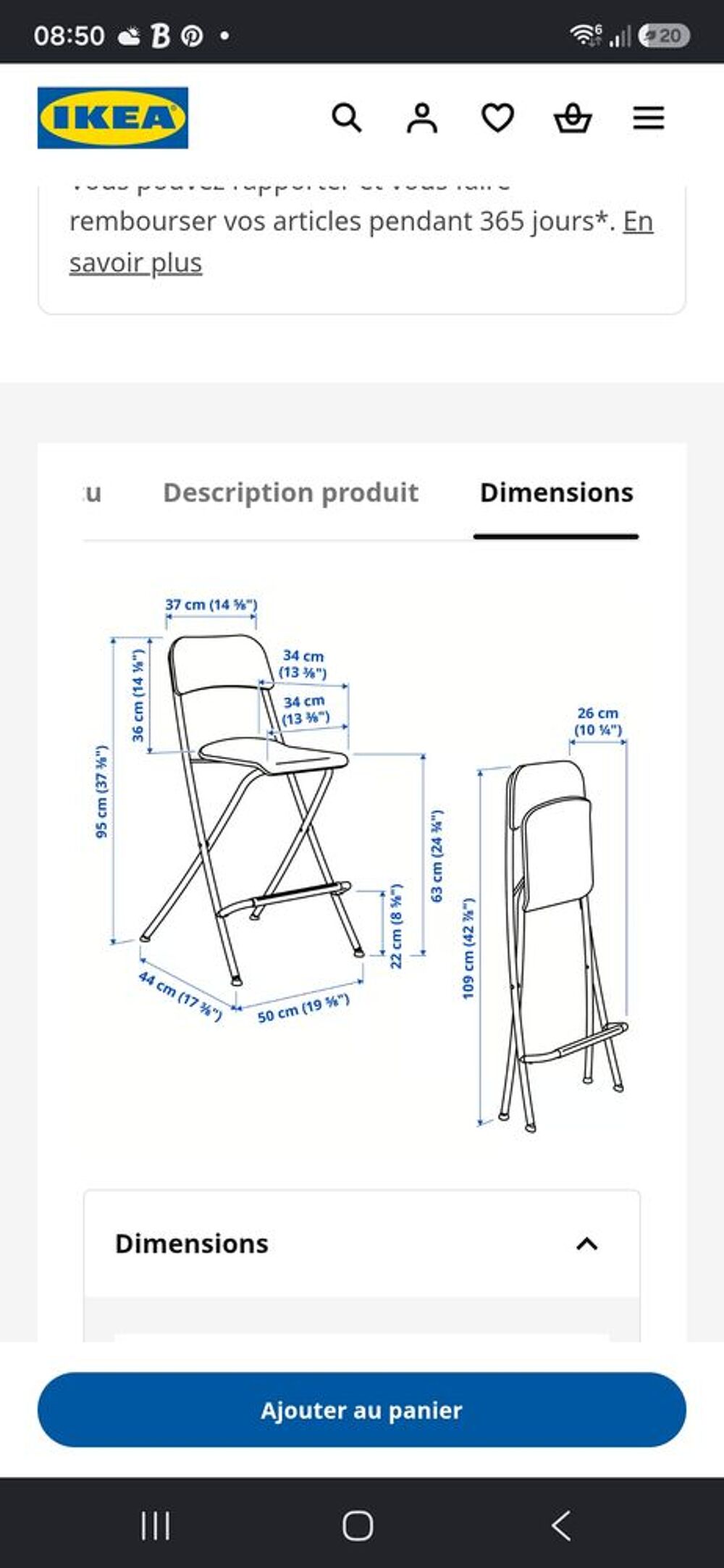 Lot de 2 chaises,noir, hauteur plateau 63 cm, tr&egrave;s bon &eacute;tat Meubles