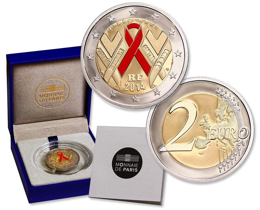Piece 2 Euros Lutte Contre Le Sida 2014 Achetez 2 euro commémorative quasi neuf, annonce vente à Versailles (78)  WB169071762