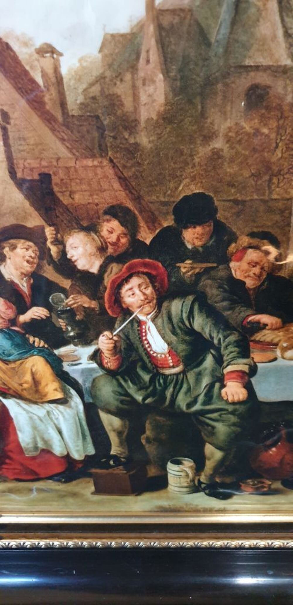 Tableau sc&egrave;ne pastorale en relief &eacute;maill&eacute; Décoration