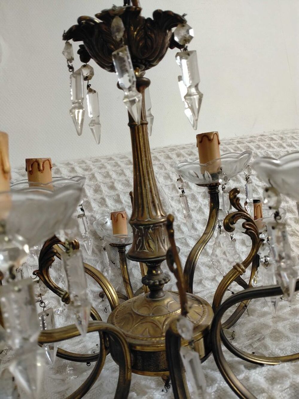 lustre a pampilles cuivre 