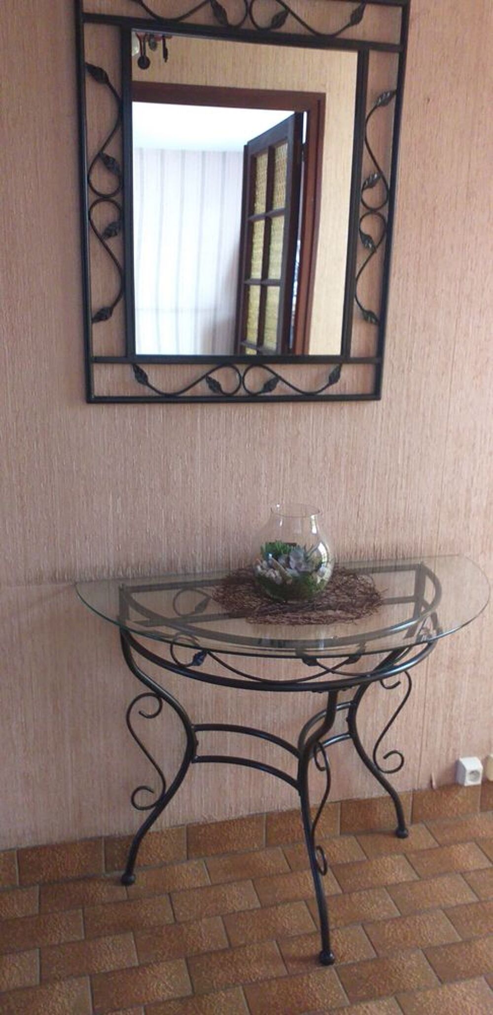 table et miroir fer forg&eacute; Meubles