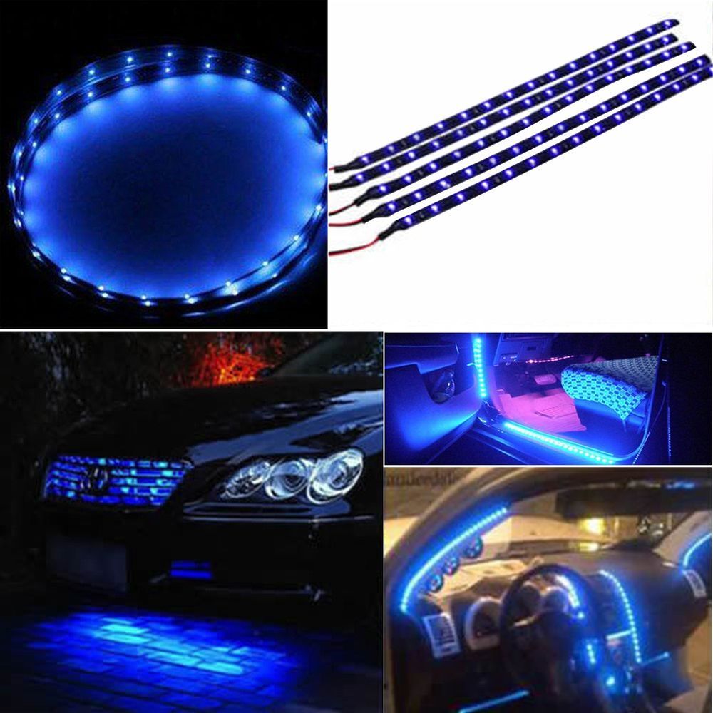 Bande flexible 15 LEDS SMD Bleues Imperm&eacute;able auto-adh&eacute;sive Bricolage