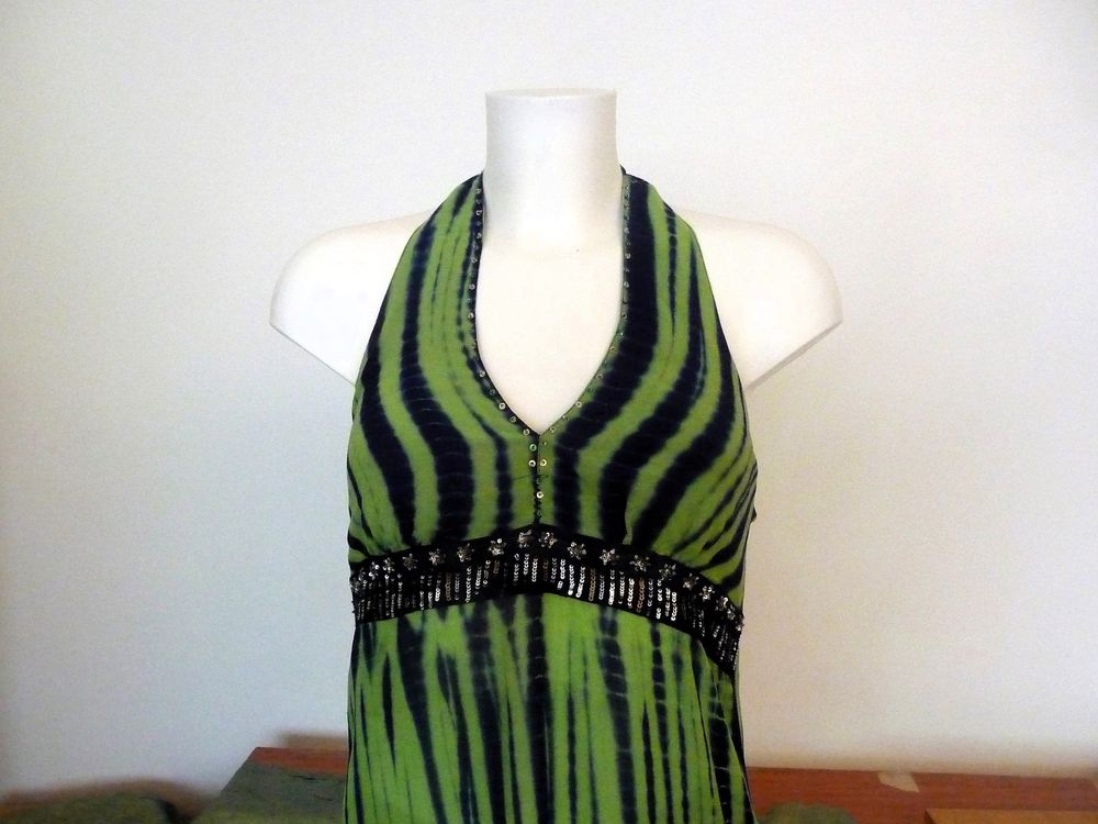 Top/ Tunique Dos Nu 100% Soie Vert Lien &agrave; Nouer- Hale Bob Vêtements