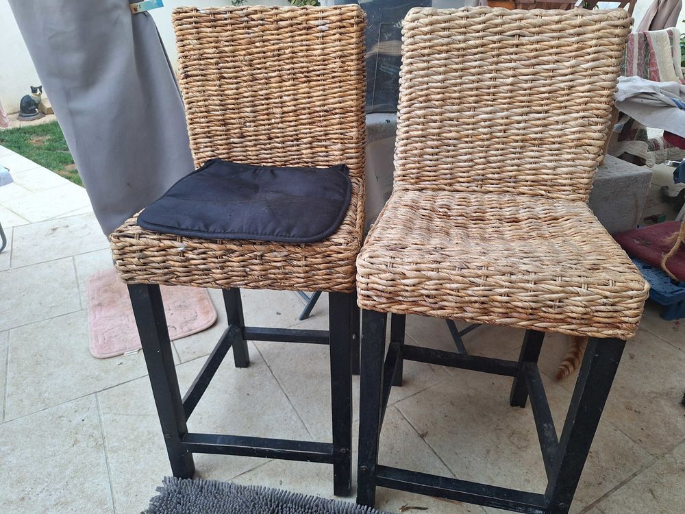 chaises hautes en rotin bois Meubles