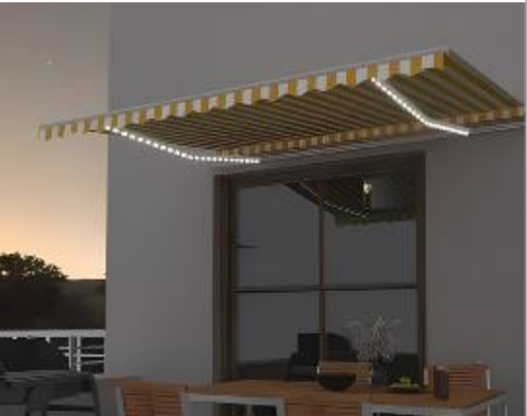 STORE BANNE
500 x 350 cm,
électrique,
détecteur de vent,
LED 750 Eclassan (07)