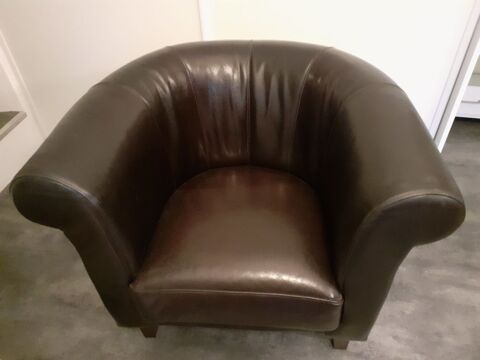Fauteuil club   croute de cuir   couleur   Brun  , 130 Plrin (22)