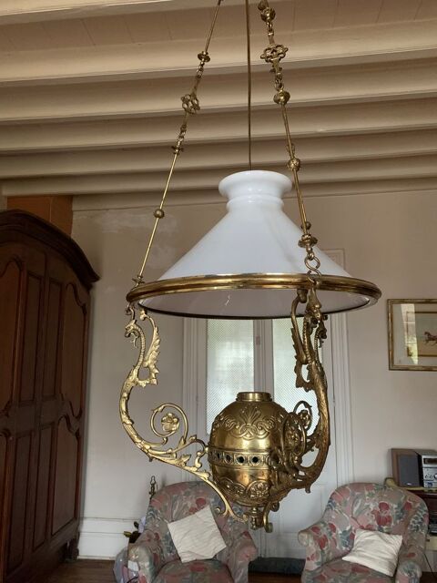 Grand lustre suspension Napoléon III ( 19ème ) 225 Arbanats (33)