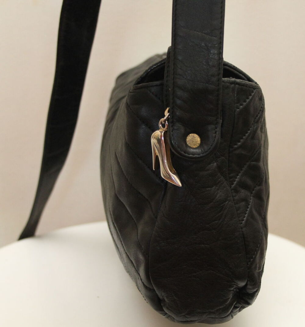 Sac cuir noir surpiqu&eacute; MAUD FRIZON Maroquinerie