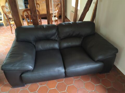 Canap 2 places et Fauteuil Roche Bobois en cuir noir 1400 Saint-Aubin-de-Scellon (27)