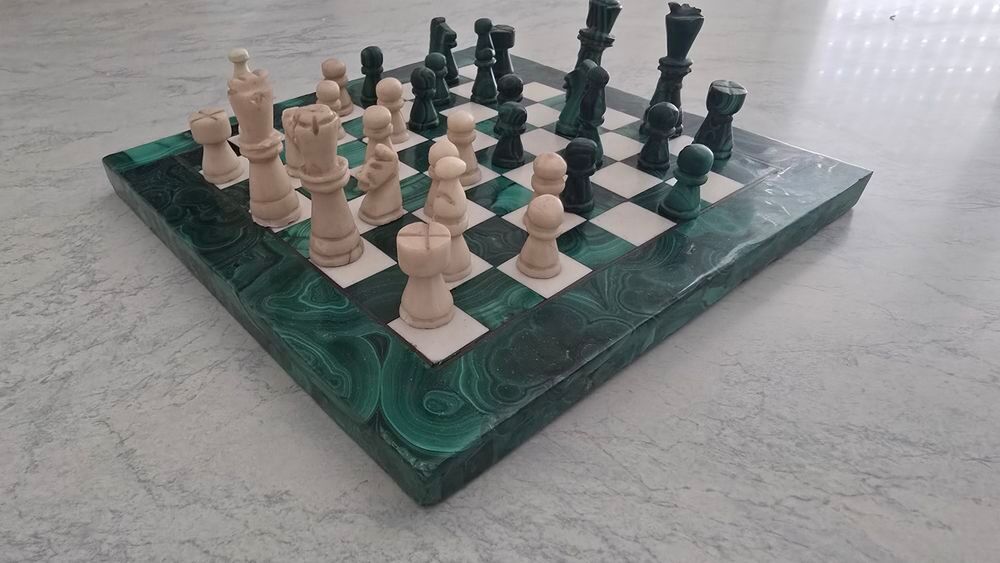 jeu d'&eacute;chec en malachite 