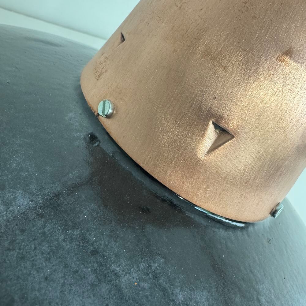 PAIRE D'ANCIENNES SUSPENSIONS EMAILL&Eacute;ES " MAZDA " 35 CM INDU Décoration