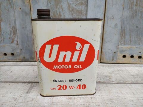 Ancien Bidon Huile Unil Motor Oil Grades Rekord  2L 32 Loches (37)