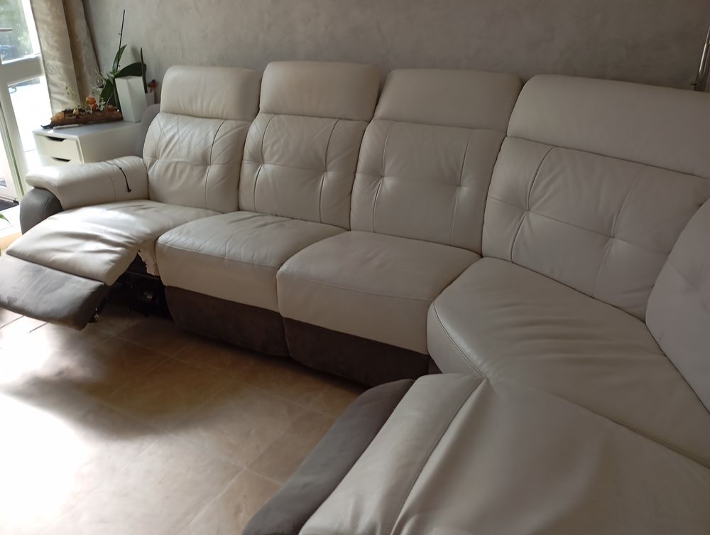 Canap&eacute; d'angle cuir blanc Meubles