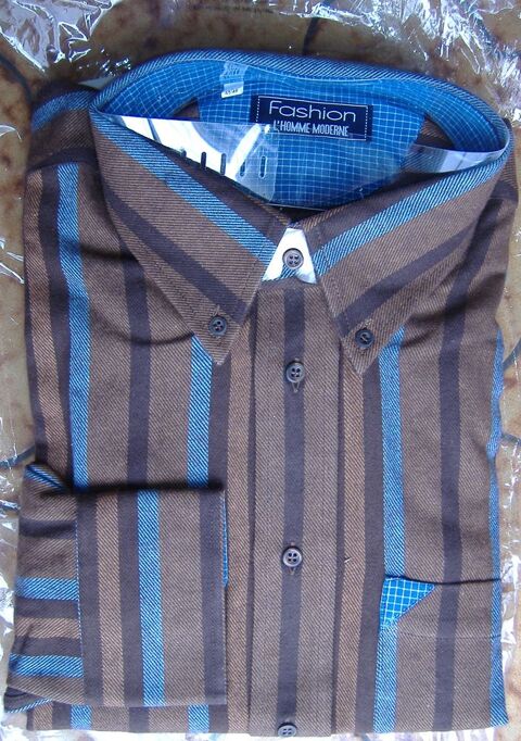 Chemise Neuve en Coton - Marron et Bleue - Taille 45-46 - 20 Clermont-Ferrand (63)