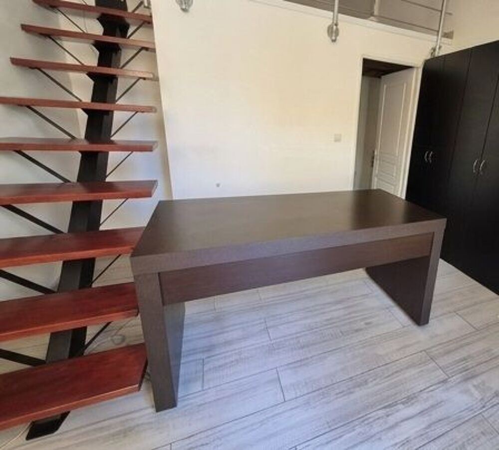 Grand bureau design weng&eacute; / brun fonc&eacute; - 150 x 70 cm Meubles