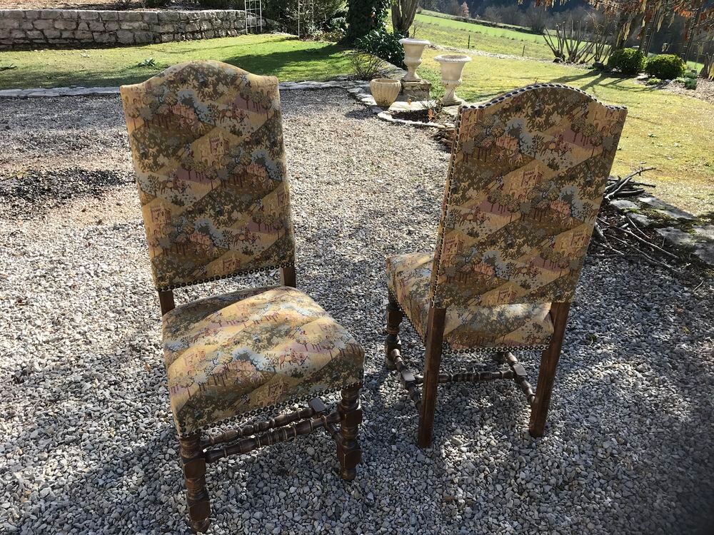  6 Chaises tapiss&eacute;es style Louis XIII Meubles