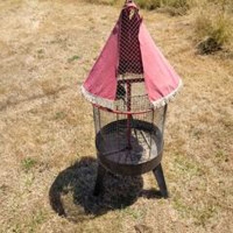   CAGE  OISEAUX RONDE / MALLE BOIS ROTIN 
