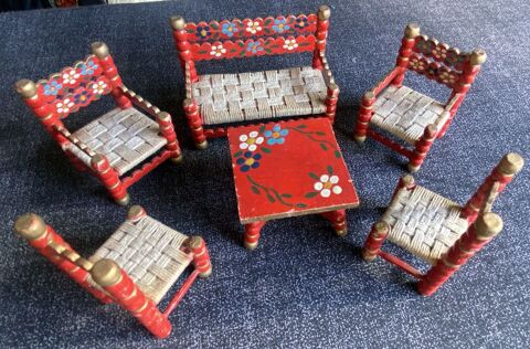 Meubles de poup�e Salon bois et coton tress�  taille Lundby 20 Issy-les-Moulineaux (92)