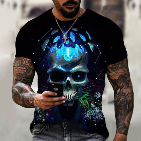 T-Shirt noir   tte de mort bleue    Col Rond pour Homme 15 La Gaude (06)
