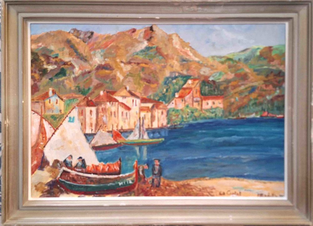 Tableau ancien Huile sur toile - Port de La Ciotat Décoration