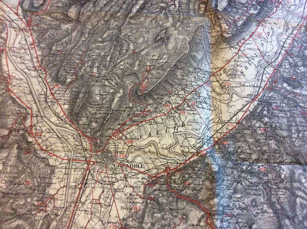 Carte &Eacute;tat Major ancienne (XIX&eacute;me) papier Grenoble 178 