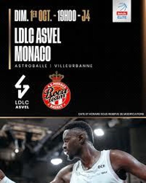 Billets Asvel Monaco 20 Lyon 3 (69)
