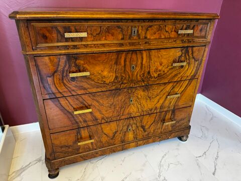Commode ancienne 4 tiroirs plaquage noyer 50 Pourlans (71)