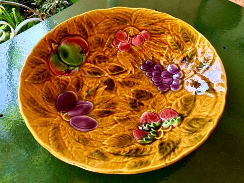 Sarreguemines barbotine: Plat ancien demi creux sign�,36 cm 25 Merville (31)