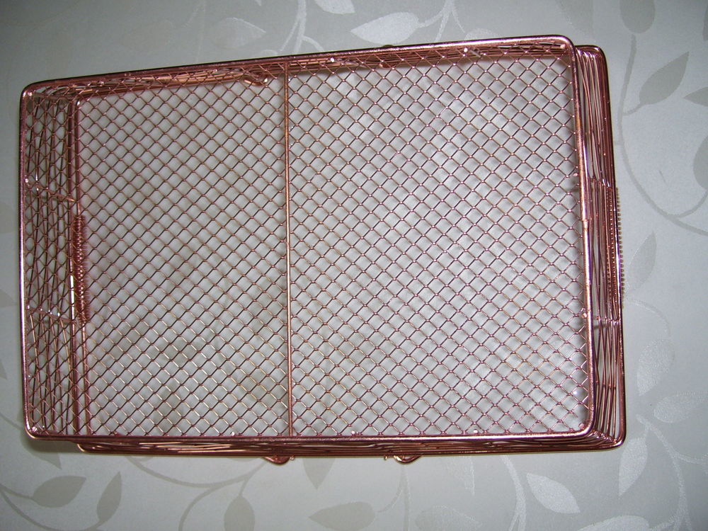 Panier m&eacute;tal ros&eacute; 36x25 cm Hauteur 13 cm Jardin
