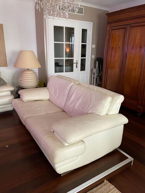 Canap cuir crme 150 Hyres (83)