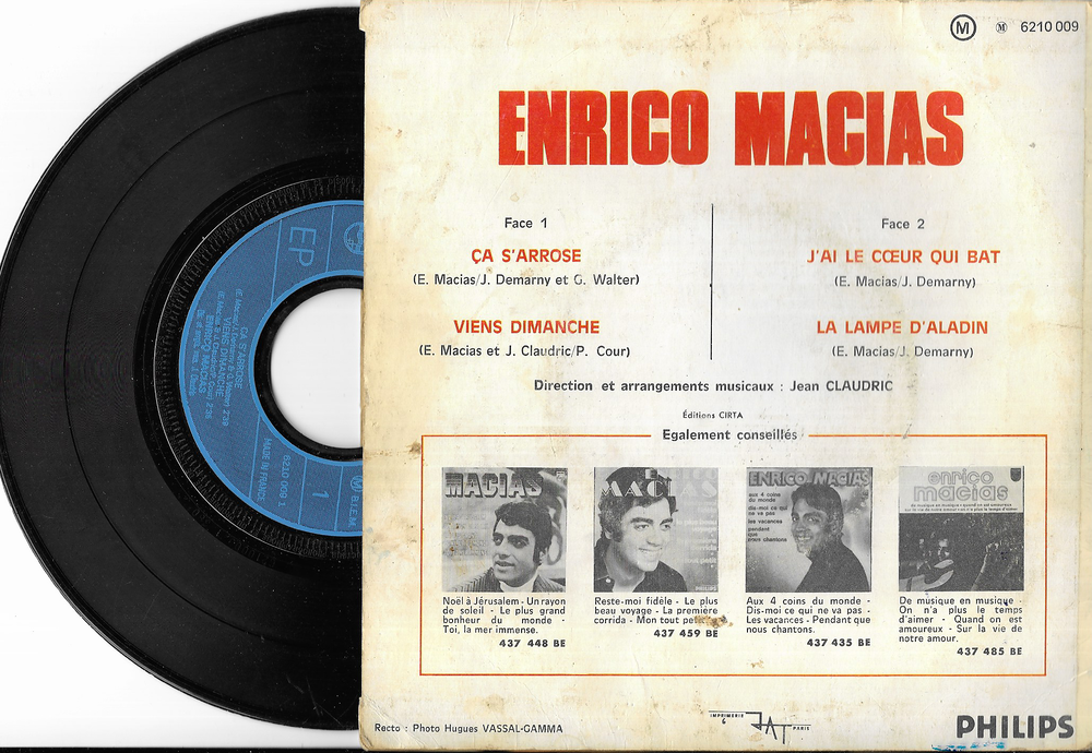 Vinyle 45 T , Erico MACIAS 1970 CD et vinyles