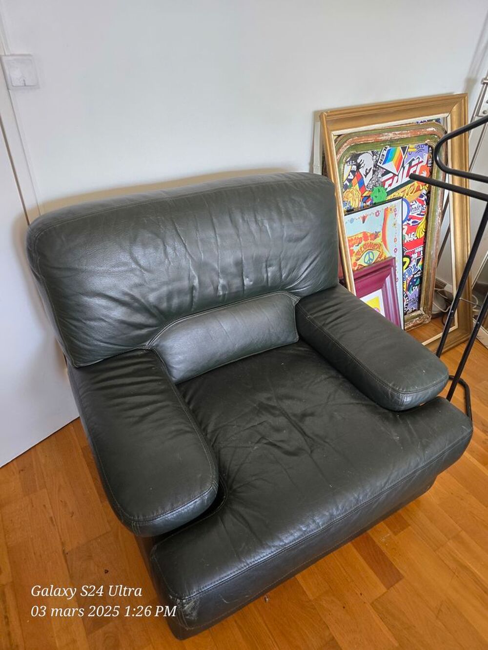 2 fauteuil vintage cuir vert Meubles