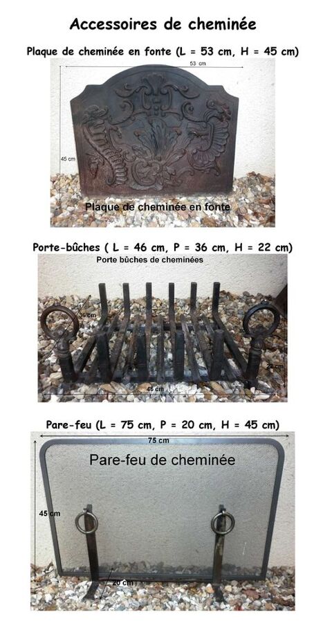 Pour Chemine : plaque dcor, porte-bches et pare-feu 100 Gometz-le-Chtel (91)