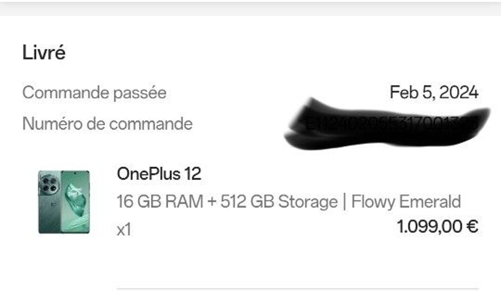 Smartphone One Plus 12, &eacute;tat comme neuf . Achat f&eacute;vrier 2024 Téléphones et tablettes