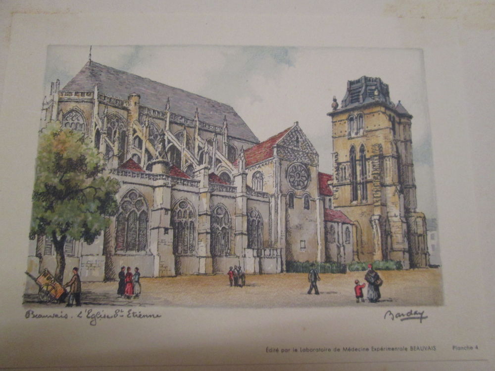 2 dessins publicitaires monuments Beauvais sign&eacute;s Barday 