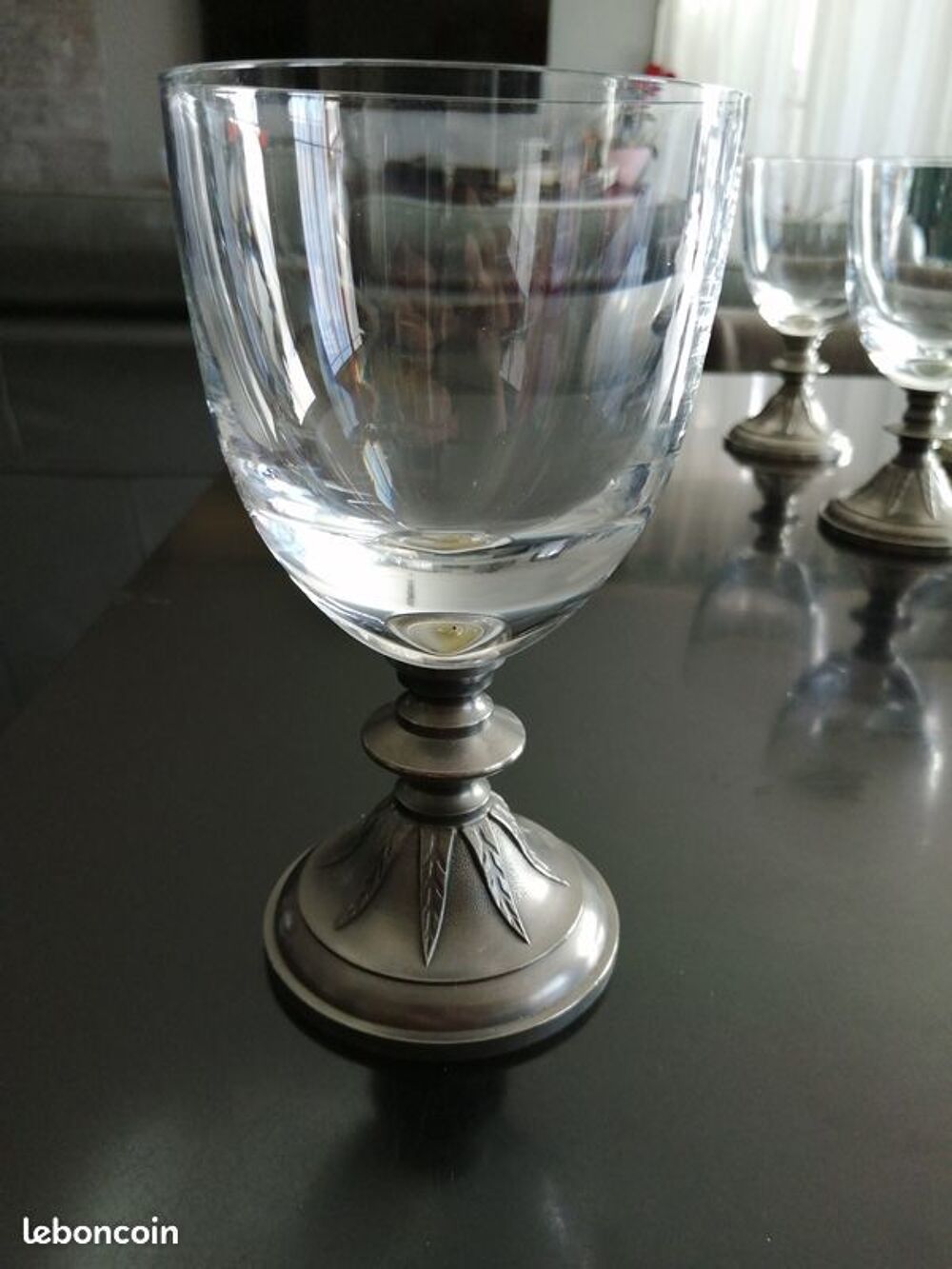 Verres vintage en cristal pied en &eacute;tain Décoration