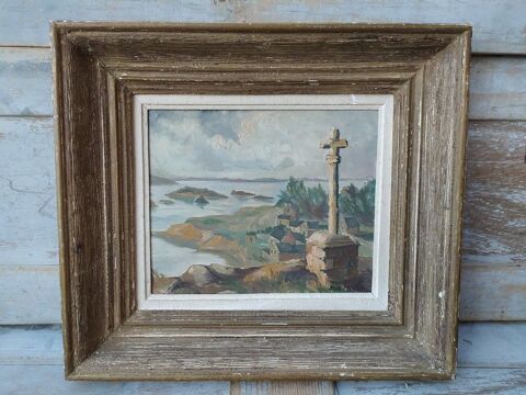 Tableau Bretagne Loguivy Brehat Signé Mik Mestat 1960 139 Loches (37)