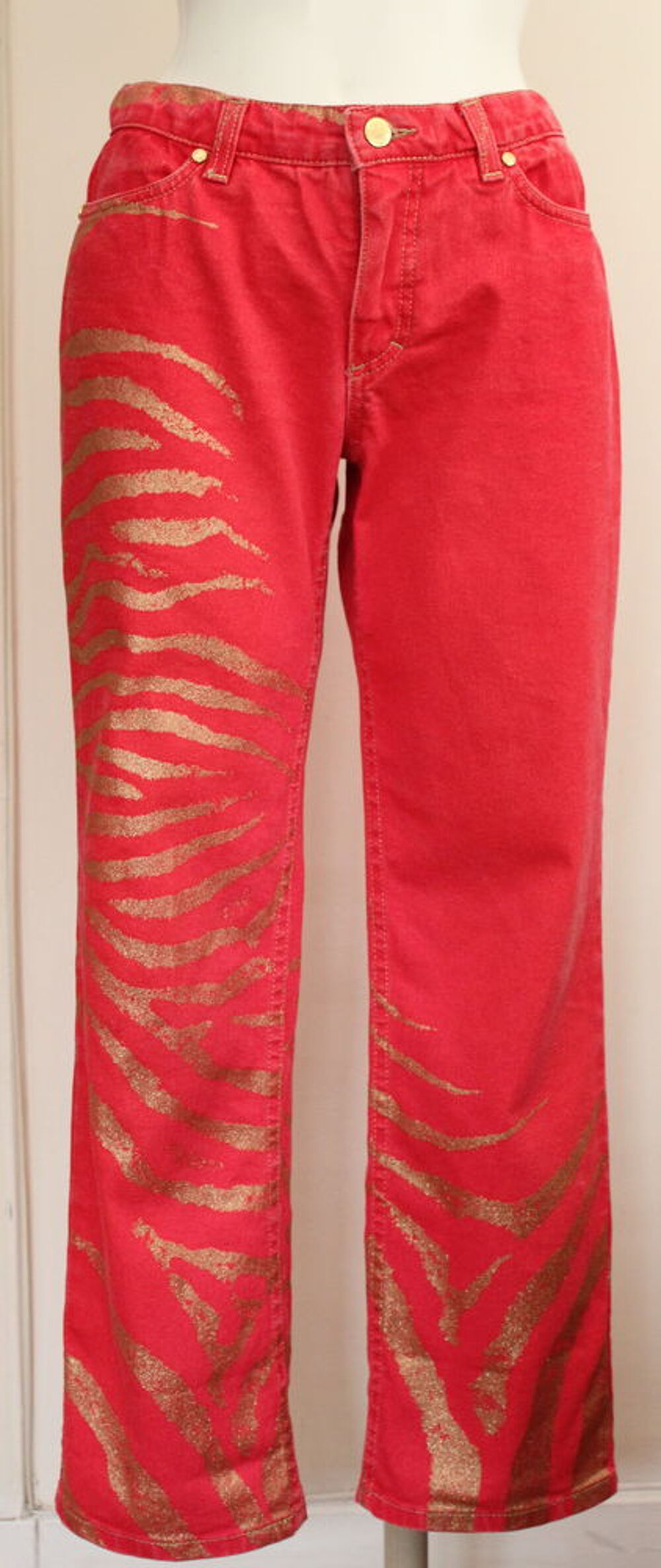 Pantalon jean tigre or ROBERTO CAVALLI T.S Vêtements
