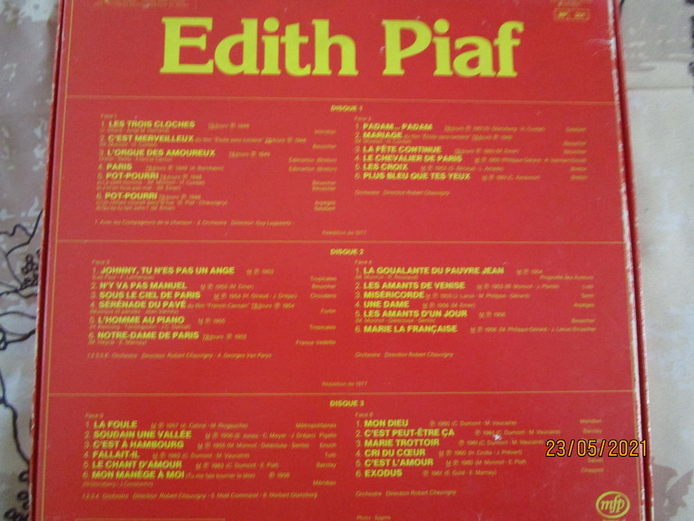 album avec 3 vinyles 33T EDITH PIAF CD et vinyles