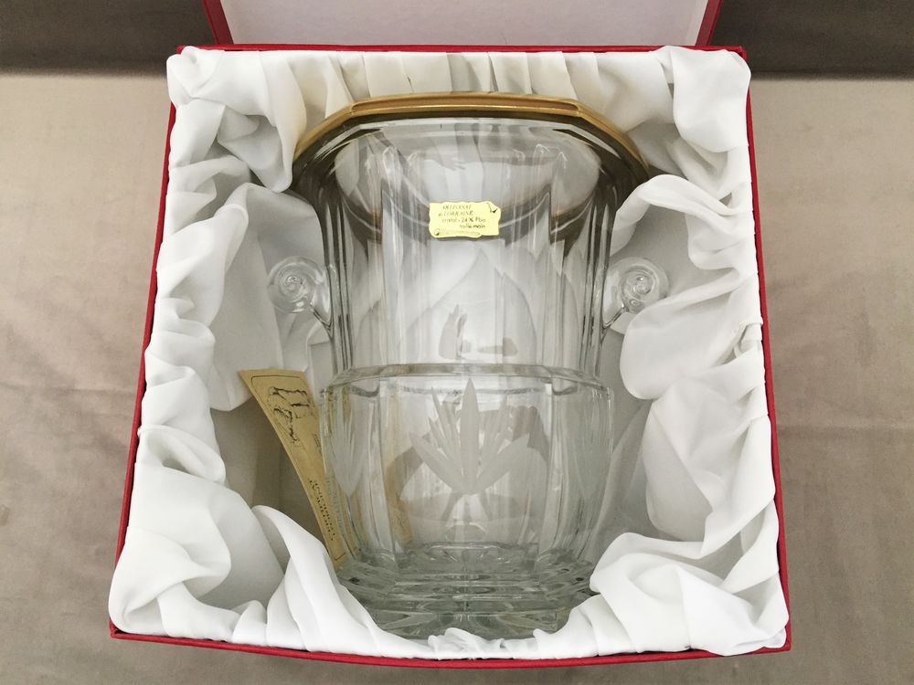 SEAU A CHAMPAGNE DE LUXE CRISTAL OR COFFRET NEUF Art Local Décoration