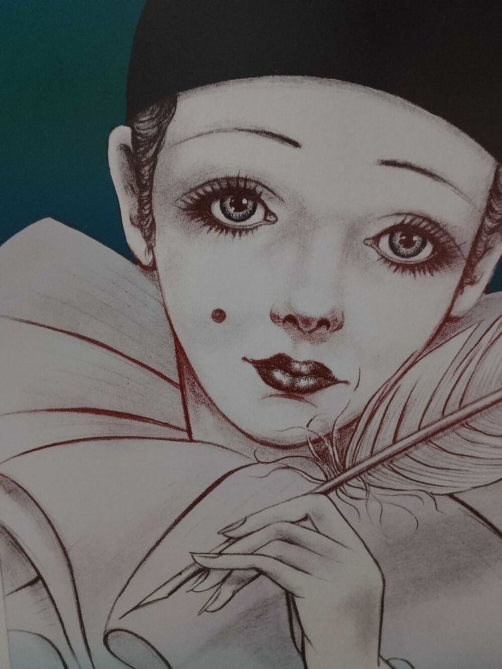 s&eacute;rigraphie ancienne de Pierrot &agrave; saisir 