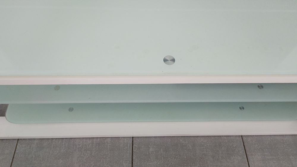 Meuble TV Design Miami Blanc 160 cm - Verre Tremp&eacute; - LED Meubles