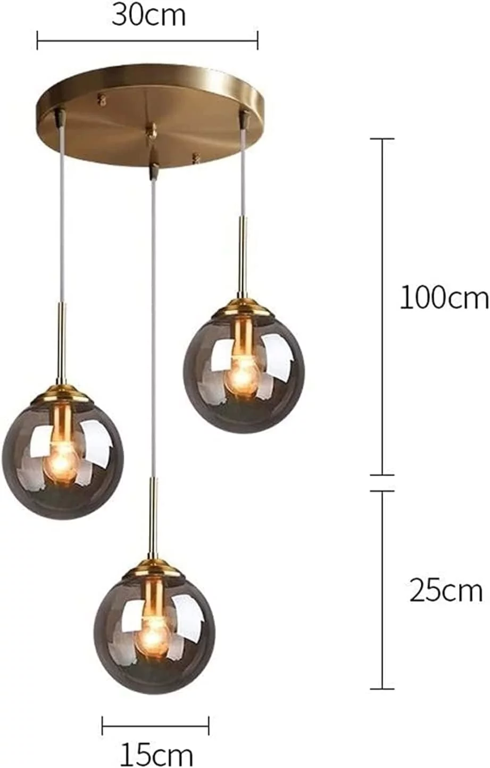 Lampe suspendue 3 boules de verre Décoration