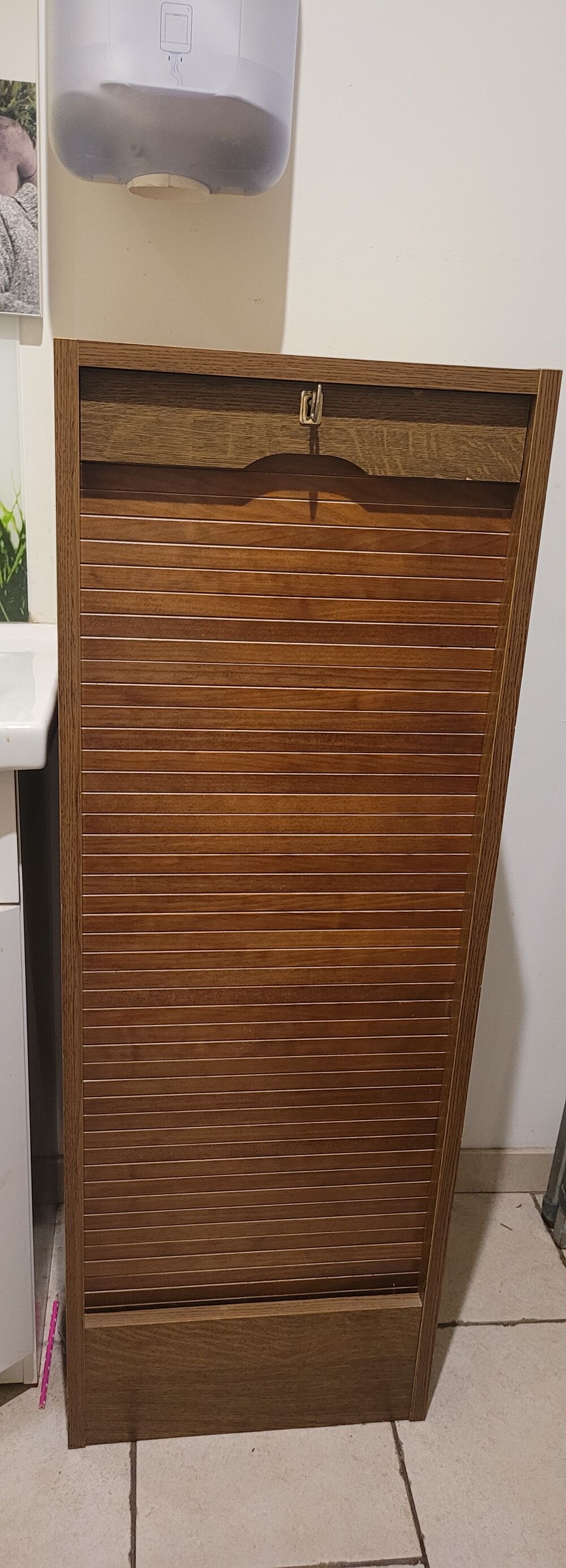 Classeur bois &agrave; rideau H 117 cm Meubles
