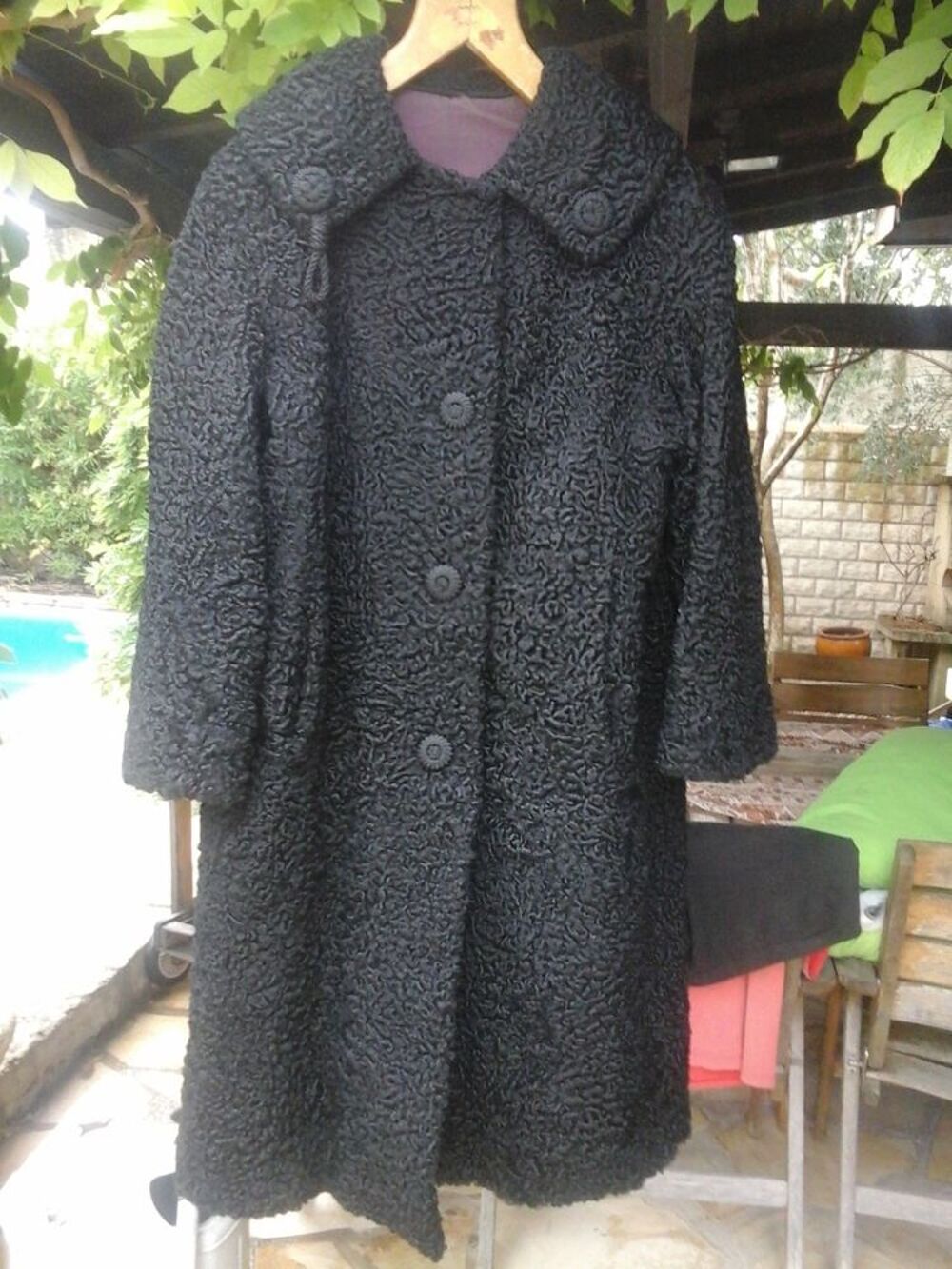 manteau long noir d'astrakan pour femme Vêtements